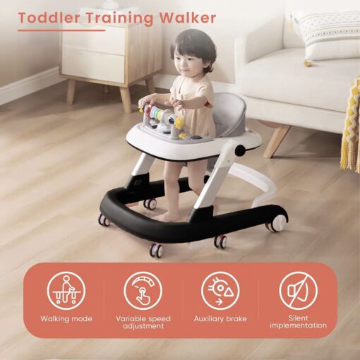 StarAndDaisyTiny Steps Baby walker 2-in-1 Infant & Baby Activity Walker - Seated or Walk-Behind (Black) - Image 7