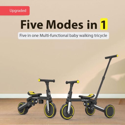 5 in 1 Tricycle for Kids with Parent Handle &  Convertible Feature Luxury Design - Uonibaby, Pink White - Image 3