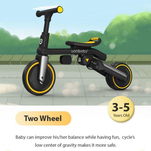 5 in 1 Tricycle for Kids with Parent Handle &  Convertible Feature Luxury Design - Uonibaby, Pink White - Image 7