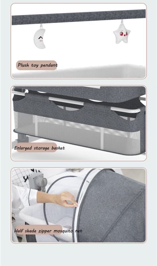 [Refurbished] StarAndDaisy Automatic Baby Cradle Swing Cot with Remote Control, Bluetooth and Music (Midnight Grey | EC01) - Image 13
