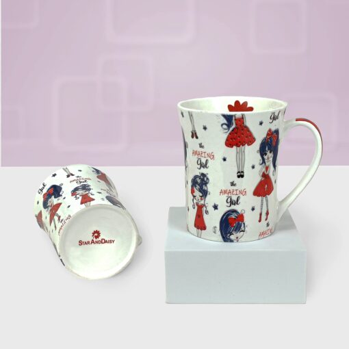 StarAndDaisy Stylish Coffee Mugs - Ceramic Bone China Tea Coffee Milk Cups Microwave and Dishwasher Safe, Set of 2- SND-MM-22 - Image 3