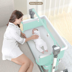StarAndDaisy Automatic Baby Cradle Swing for Baby - Baby Swing with Remote Control - Baby Bedside Cradle Crib -Bluetooth and Music - Green EC01