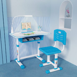A80 Adjustable Height, Multi-Functional Kids Study Table with Book Holder, Drawer, Extra Large tiltable Desktop with an Option of LED Light (Blue)