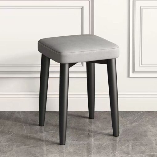SND Homes Light Luxury Dining Chair, Stackable Simple Modern Dining Table and Stool, Black Gold Leg Leather Stool, Suitable for Dining Room and Bedroom (Black Legs Technology Cloth - Light Grey)