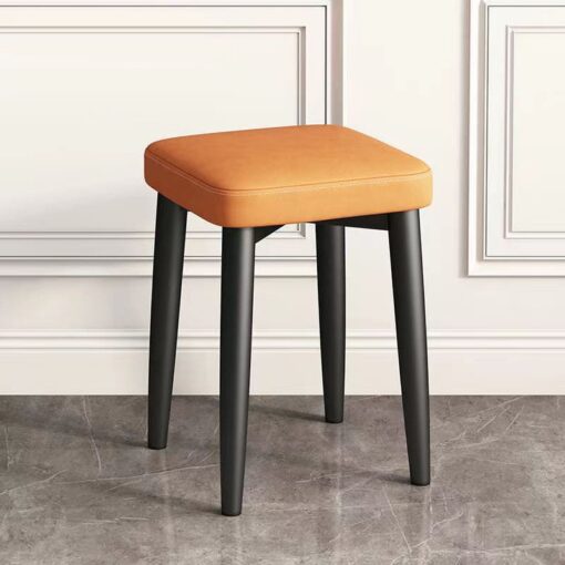 SND Homes Light Luxury Dining Chair, Stackable Simple Modern Dining Table and Stool, Black Gold Leg Leather Stool, Suitable for Dining Room and Bedroom (Black Legs Tech Cloth - Orange)