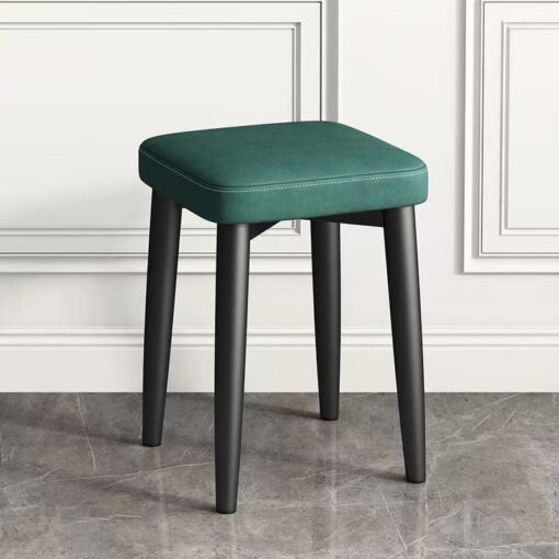 SND Homes Light Luxury Dining Chair, Stackable Simple Modern Dining Table and Stool, Black Gold Leg Leather Stool, Suitable for Dining Room and Bedroom (Black Legs Technology Cloth - Dark Green)