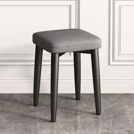 SND Homes Light Luxury Dining Chair, Stackable Simple Modern Dining Table and Stool, Black Gold Leg Leather Stool, Suitable for Dining Room and Bedroom (Black Legs Technology Cloth - Dark Grey)