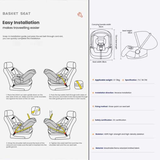 Baby Car Seat cum Carry Cot for Babies - Safe and Versatile Travel Solution