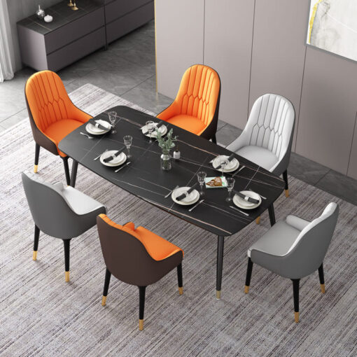 SND Homes Chair for Dining Room, Dining Room Table, Modern Dining Chair with Arms, Washable Pu Cushion Seat Back for Living Room, Upholstered Armchair Bedroom Kitchen Waiting Room (White & Brown) - Image 3