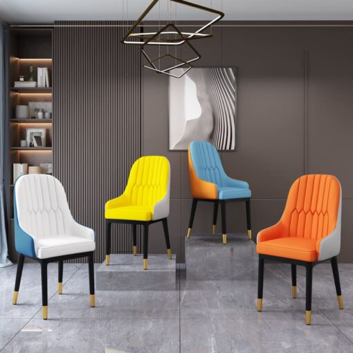 SND Homes Chair for Dining Room, Dining Room Table, Modern Dining Chair with Arms, Washable Pu Cushion Seat Back for Living Room, Upholstered Armchair Bedroom Kitchen Waiting Room (White & Brown) - Image 4
