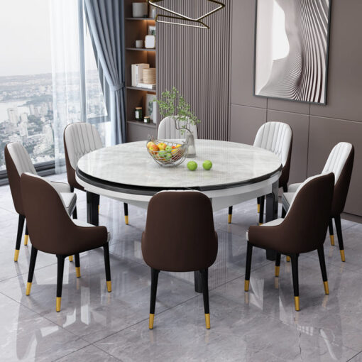 SND Homes Chair for Dining Room, Dining Room Table, Modern Dining Chair with Arms, Washable Pu Cushion Seat Back for Living Room, Upholstered Armchair Bedroom Kitchen Waiting Room (White & Brown) - Image 5