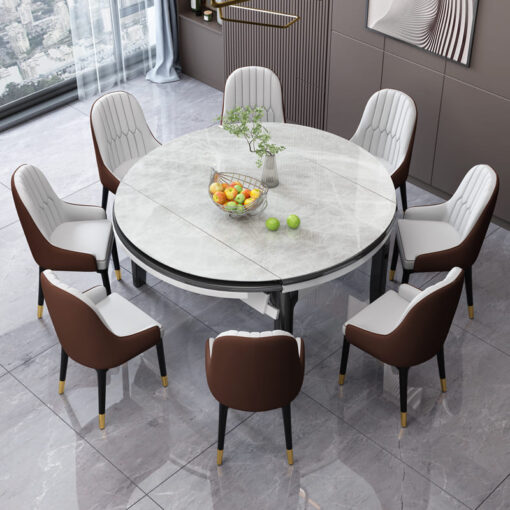 SND Homes Chair for Dining Room, Dining Room Table, Modern Dining Chair with Arms, Washable Pu Cushion Seat Back for Living Room, Upholstered Armchair Bedroom Kitchen Waiting Room (White & Brown) - Image 7