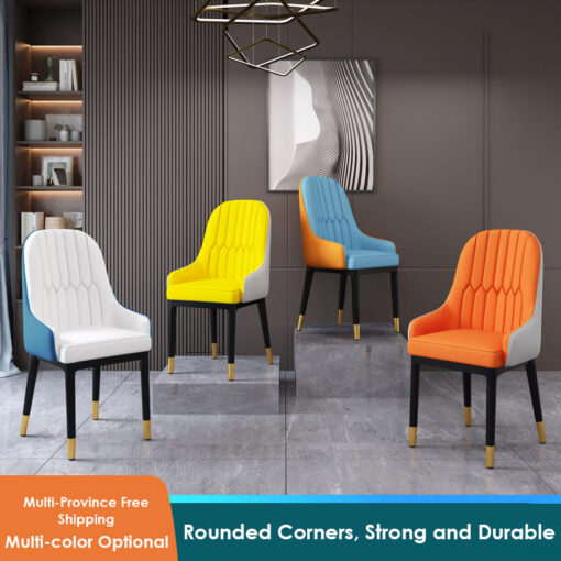 SND Homes Chair for Dining Room, Dining Room Table, Modern Dining Chair with Arms, Washable Pu Cushion Seat Back for Living Room, Upholstered Armchair Bedroom Kitchen Waiting Room (White & Brown) - Image 8