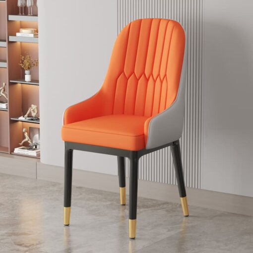 SND Homes Chair for Dining Room, Dining Room Table, Modern Dining Chair with Arms, Washable Pu Cushion Seat Back for Living Room, Upholstered Armchair Bedroom Kitchen Waiting Room (Orange & Grey)