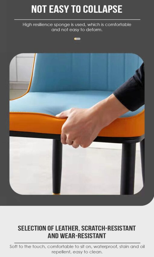 SND Homes Dining Chair Nordic Simple Modern Living Room Chair Fashion Light Luxury Metal Dressing Stool Sponge Balcony Leisure Furniture (Grey & Brown) - Image 13