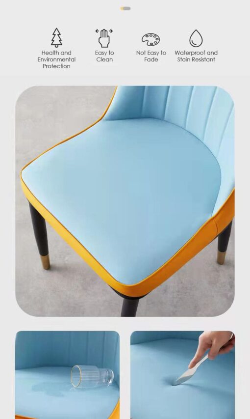SND Homes Dining Chair Nordic Simple Modern Living Room Chair Fashion Light Luxury Metal Dressing Stool Sponge Balcony Leisure Furniture (Grey & Brown) - Image 14