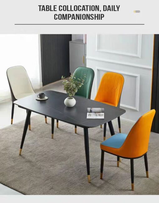 SND Homes Dining Chair Nordic Simple Modern Living Room Chair Fashion Light Luxury Metal Dressing Stool Sponge Balcony Leisure Furniture (Grey & Brown) - Image 18