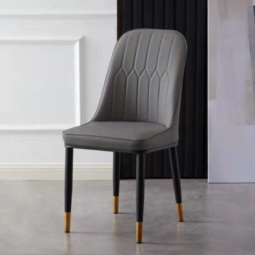 SND Homes Dining Chair Nordic Simple Modern Living Room Chair Fashion Light Luxury Metal Dressing Stool Sponge Balcony Leisure Furniture (Dark Grey)
