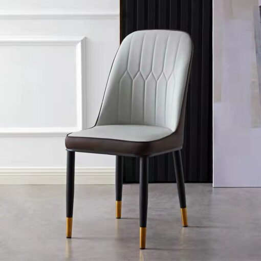 SND Homes Dining Chair Nordic Simple Modern Living Room Chair Fashion Light Luxury Metal Dressing Stool Sponge Balcony Leisure Furniture (Grey & Brown)