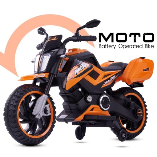 X-Trail Sports Electric Motor Bike 12v Rechargeable Battery Operated Motorcycle Ride on Bike-Ride on Kids- Kids to Drive Toy Bike Suitable for for Boys, Girls Age for 3-7 Years (Orange | LFB-BDQ8100) - Image 2