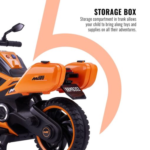X-Trail Sports Electric Motor Bike 12v Rechargeable Battery Operated Motorcycle Ride on Bike-Ride on Kids- Kids to Drive Toy Bike Suitable for for Boys, Girls Age for 3-7 Years (Orange | LFB-BDQ8100) - Image 4