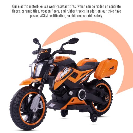 X-Trail Sports Electric Motor Bike 12v Rechargeable Battery Operated Motorcycle Ride on Bike-Ride on Kids- Kids to Drive Toy Bike Suitable for for Boys, Girls Age for 3-7 Years (Orange | LFB-BDQ8100) - Image 7