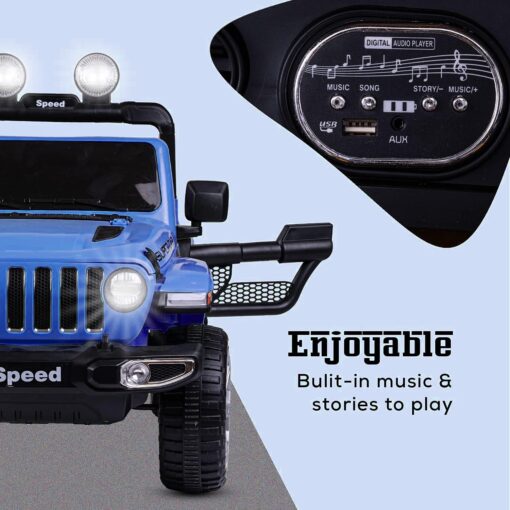 StarAndDaisy Rechargeable Battery Operated Electric Kids Car Jeep with Light and Music - Blue - LFC-FT938 - Image 4