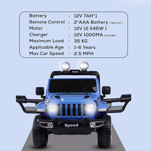 StarAndDaisy Rechargeable Battery Operated Electric Kids Car Jeep with Light and Music - Blue - LFC-FT938 - Image 8