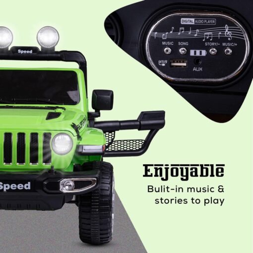 Rechargeable Battery Operated Electric Kids Car Jeep | Ride-on Baby Car with Light, USB, Music| Electric Battery Big Car | Battery Operated Car for Kids to Drive 1 to 6 Years (Green | LFC-FT938) - Image 4