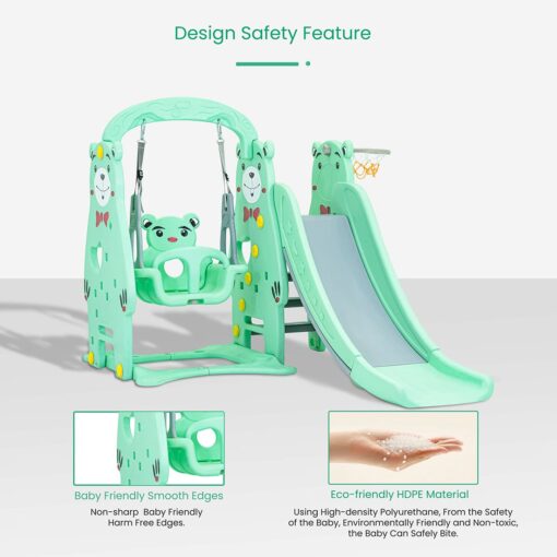 StarAndDaisy 3 in 1 Swing & Slider Combo for Kids, Includes Smooth Slide, Sturdy Swing, Basketball Hoop - Image 8