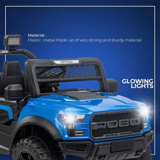 StarAndDaisy Rechargeable Battery Operated Ride On Jeep for Kids with Bluetooth & Music, Rechargeable Electric Jeep Car for Kids - Blue - Image 4