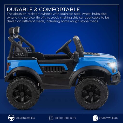 StarAndDaisy Rechargeable Battery Operated Ride On Jeep for Kids with Bluetooth & Music, Rechargeable Electric Jeep Car for Kids - Blue - Image 5