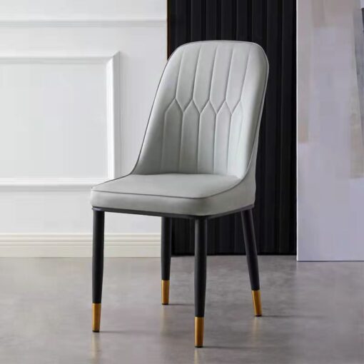 SND Homes Dining Chair Nordic Simple Modern Living Room Chair Fashion Light Luxury Metal Dressing Stool Sponge Balcony Leisure Furniture (Light Grey)
