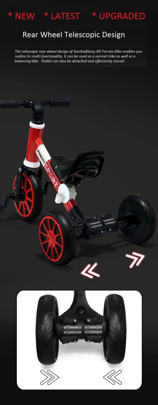 [Refurbished] StarAndDaisy Telescopic Design 2 in 1 Kids Bike with Detachable Pedals for Children 2 - 4 Years, Smart Kids Bicycle Trike (Red | Porsa) - Image 4