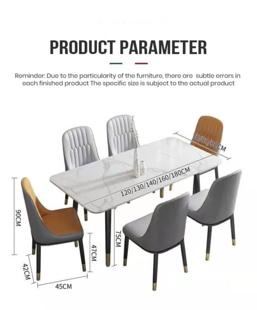 SND Homes Dining Room Furniture Rectangle Sintered Stone Dining Table (Off White) - Image 15