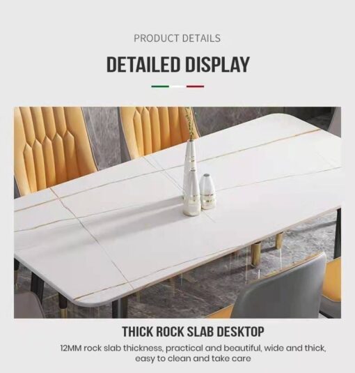 SND Homes Dining Room Furniture Rectangle Sintered Stone Dining Table (Off White) - Image 12