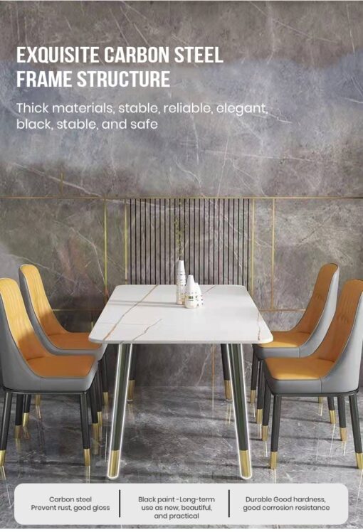 SND Homes Dining Room Furniture Rectangle Sintered Stone Dining Table (Off White) - Image 14