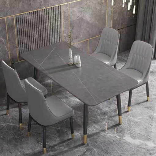 SND Homes Dining Room Furniture Rectangle Sintered Stone Dining Table (Grey)