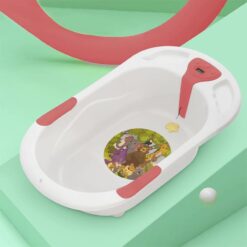 StarAndDaisy Baby Bath Tub with Temperature Sensor and Wheels for New Born Baby - White & Pink
