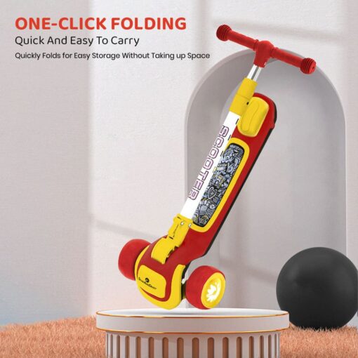 StarAndDaisy Rise 'n' Shine Kids Scooter with LED Light-Up Deck & Wheel with Music for 3 to 12 Year Kids - Red Yellow - Image 2