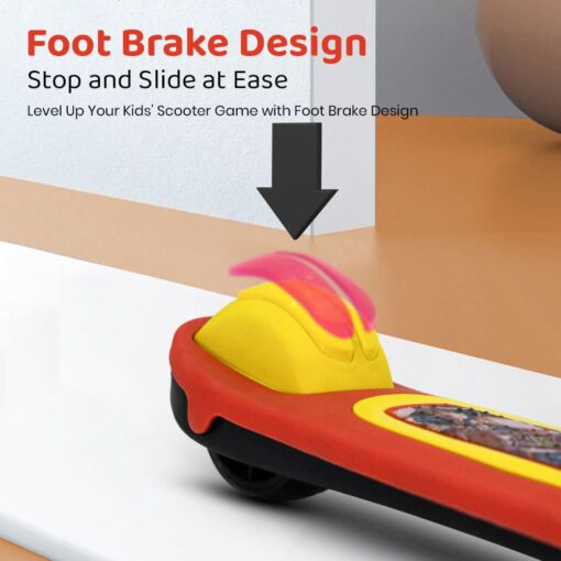 StarAndDaisy Rise 'n' Shine Kids Scooter with LED Light-Up Deck & Wheel with Music for 3 to 12 Year Kids - Red Yellow - Image 6
