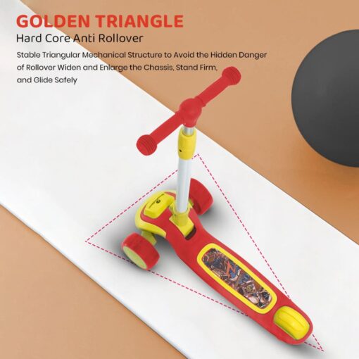 StarAndDaisy Rise 'n' Shine Kids Scooter with LED Light-Up Deck & Wheel with Music for 3 to 12 Year Kids - Red Yellow - Image 7
