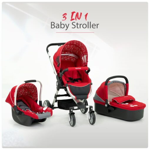 International Series – Sprints Baby Stroller In Travel System Baby Carriage With Bassinet Baby Pram With Infant Car Seat (Red) - Image 2