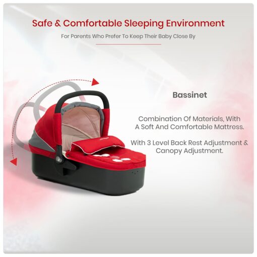 International Series – Sprints Baby Stroller In Travel System Baby Carriage With Bassinet Baby Pram With Infant Car Seat (Red) - Image 7
