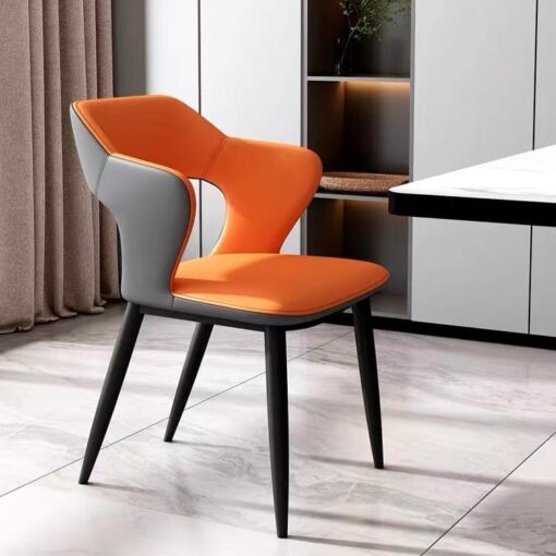 SND HOME Chair for Dining Room, Dining Room Table, Modern Dining Chair with Arms, Washable Pu Cushion Seat Back for Living Room, Upholstered Armchair Bedroom Kitchen Waiting Room (Dark Orange) - Image 2