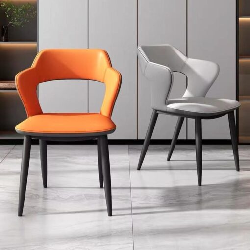 SND HOME Chair for Dining Room, Dining Room Table, Modern Dining Chair with Arms, Washable Pu Cushion Seat Back for Living Room, Upholstered Armchair Bedroom Kitchen Waiting Room (Dark Orange) - Image 3