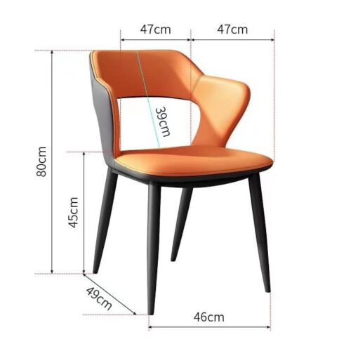SND HOME Chair for Dining Room, Dining Room Table, Modern Dining Chair with Arms, Washable Pu Cushion Seat Back for Living Room, Upholstered Armchair Bedroom Kitchen Waiting Room (Dark Orange) - Image 7