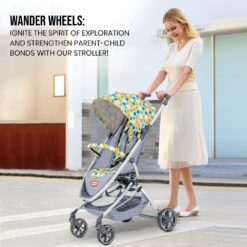 Premium Lightweight Baby Stroller for Travel - Foldable Stroller with Adjustable Backrest & Canopy, 5-Point Safety Belt & 360° Front Wheels - International Series - (Multicolor | LT101)