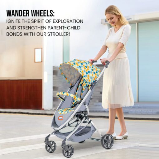 Premium Lightweight Baby Stroller for Travel - Foldable Stroller with Adjustable Backrest & Canopy, 5-Point Safety Belt & 360° Front Wheels - International Series - (Multicolor | LT101)