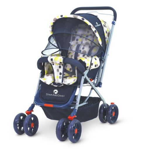 [Refurbished] StarAndDaisy Sunrise Baby Stroller and Pram with Extended Mosquito Net and Ultra Soft Cushions & Reversible Handlebar (Spectrum Multicolor)